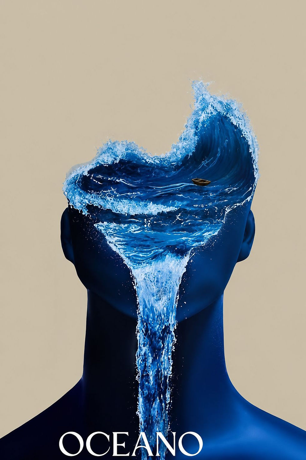Mar em cascata em forma de rosto humano