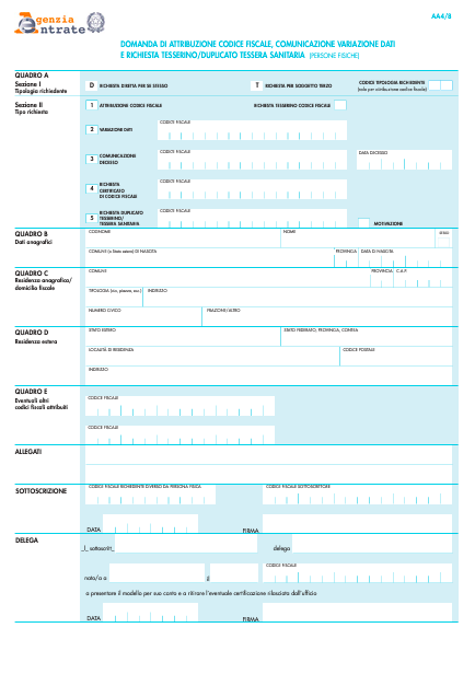 the Codice Fiscale form