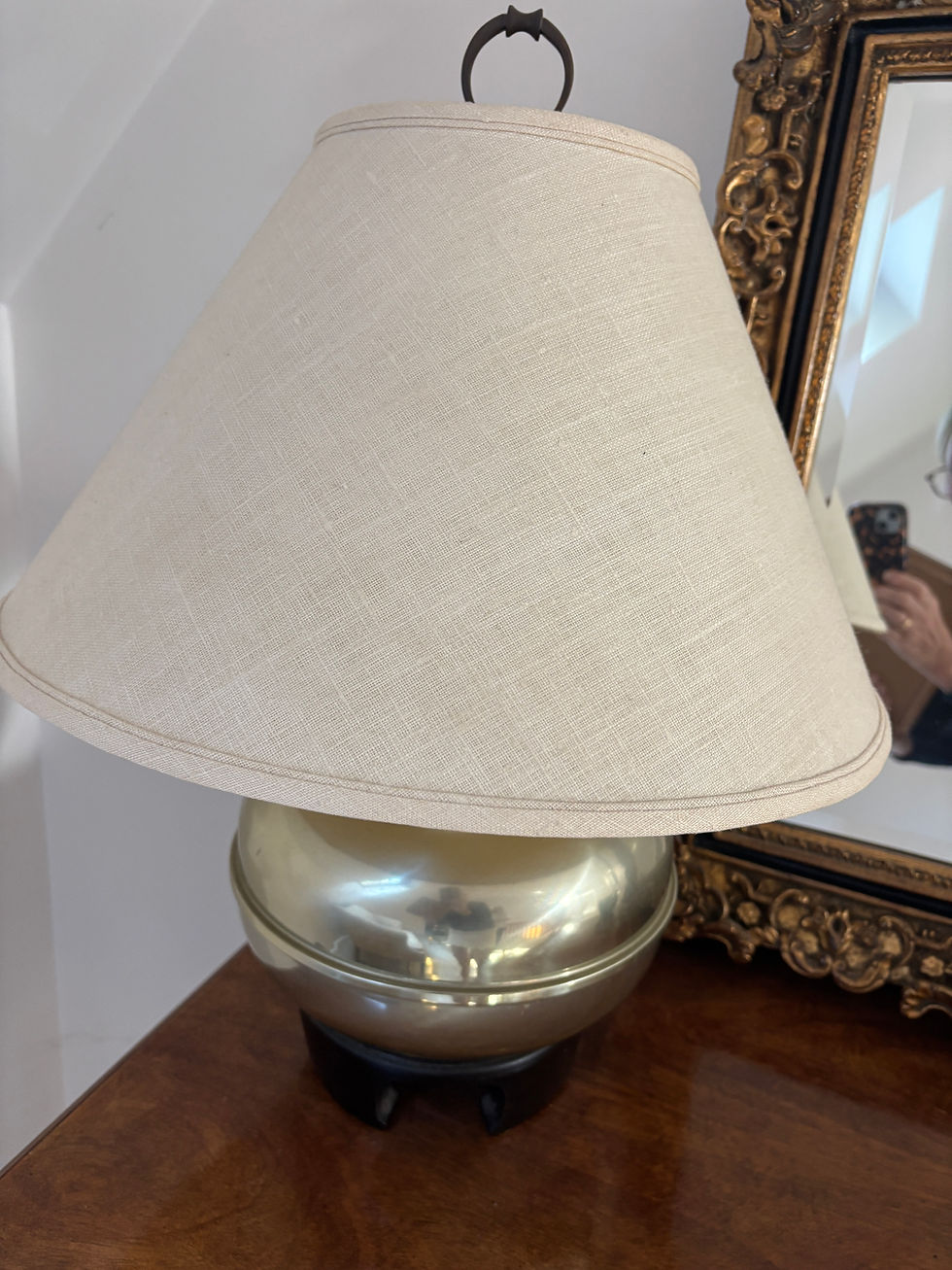 Silver base bulbous lamp - $45