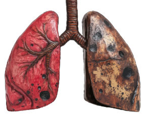 Smoking damages the lungs