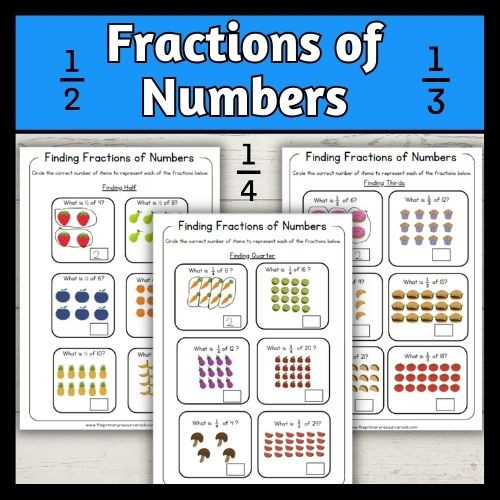 Fractions of Numbers Worksheets | PrimaryResourceRack