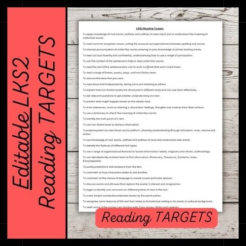 Editable LKS2 Reading Targets | PrimaryResourceRack