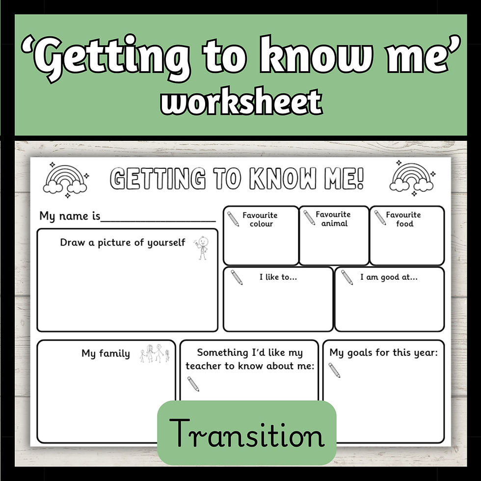 Getting to know me transition worksheet