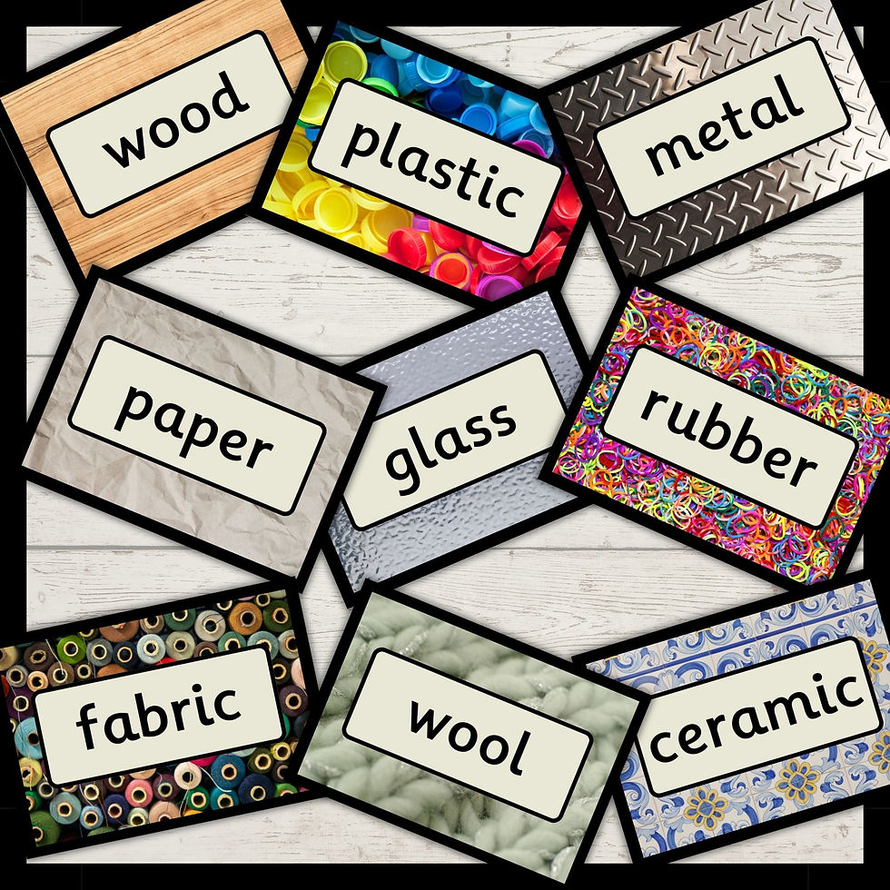 sorting materials tuff tray activity