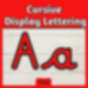 red cursive display lettering