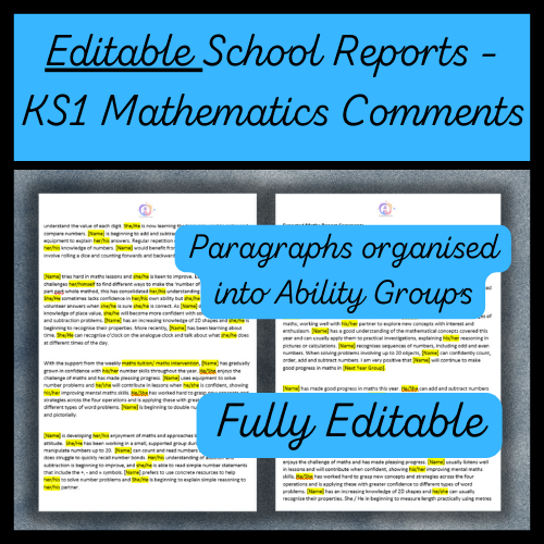 KS1 Maths Report Comments | PrimaryResourceRack