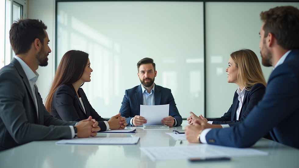 Eye-level view of a business meeting discussing sales strategies