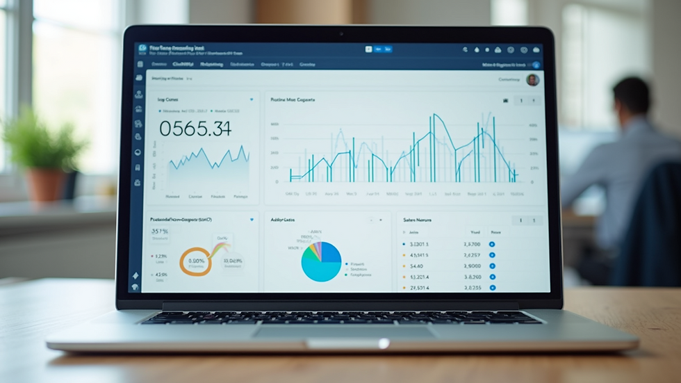 Close-up view of a laptop screen showing sales data analytics