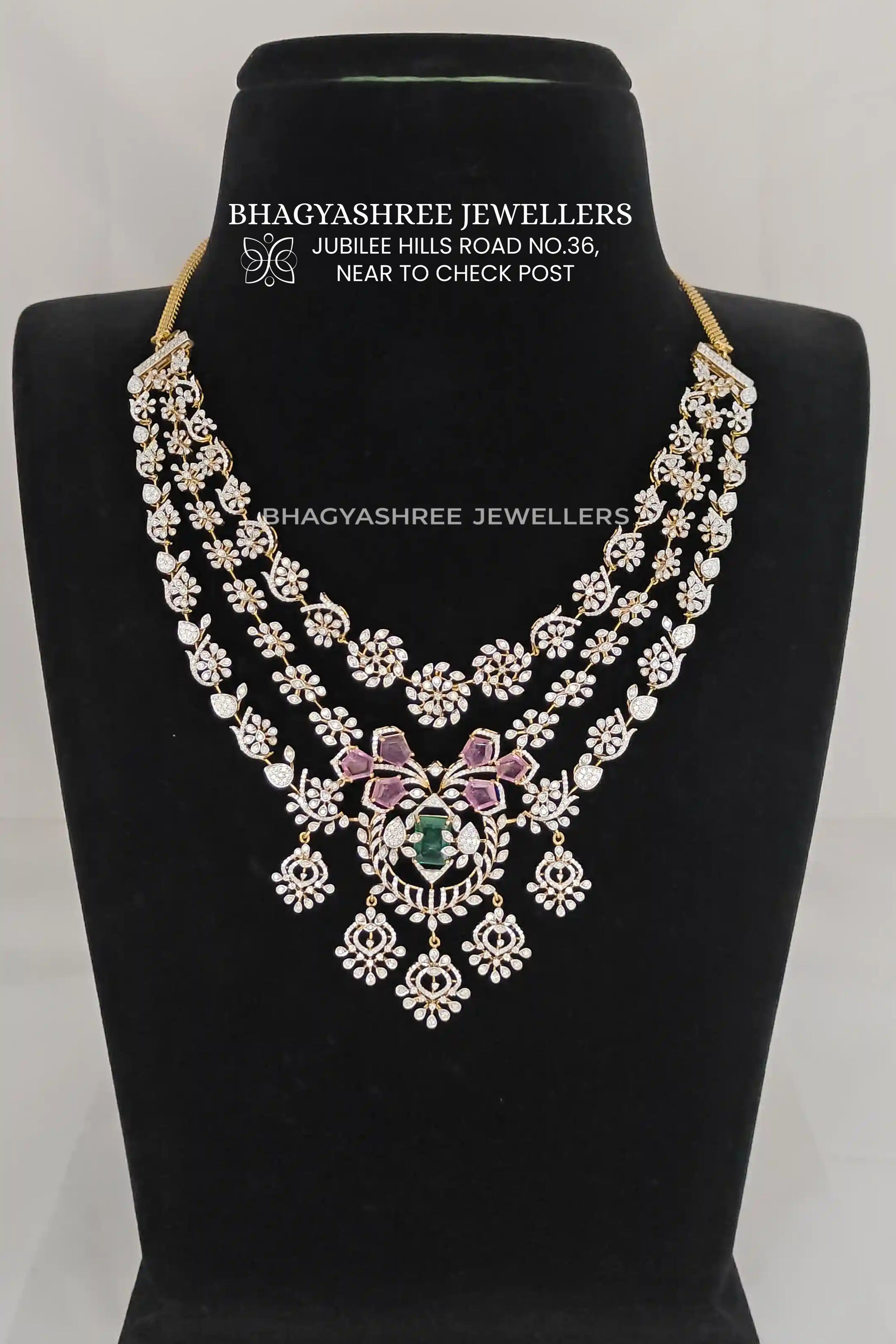 3 step diamond haram with elegant pendant
