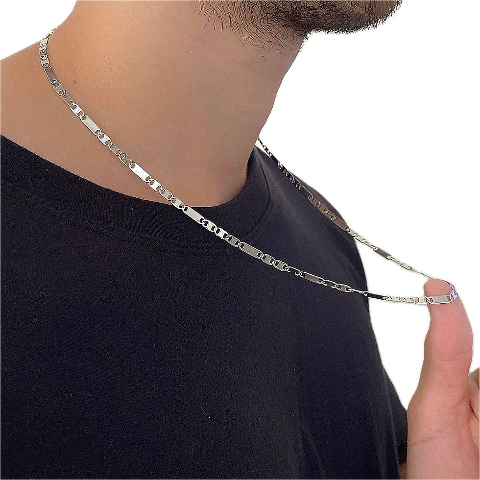 Miniatura: Men's Chain Necklace Piastrine Stainless Steel Legitimate Silver Unisex