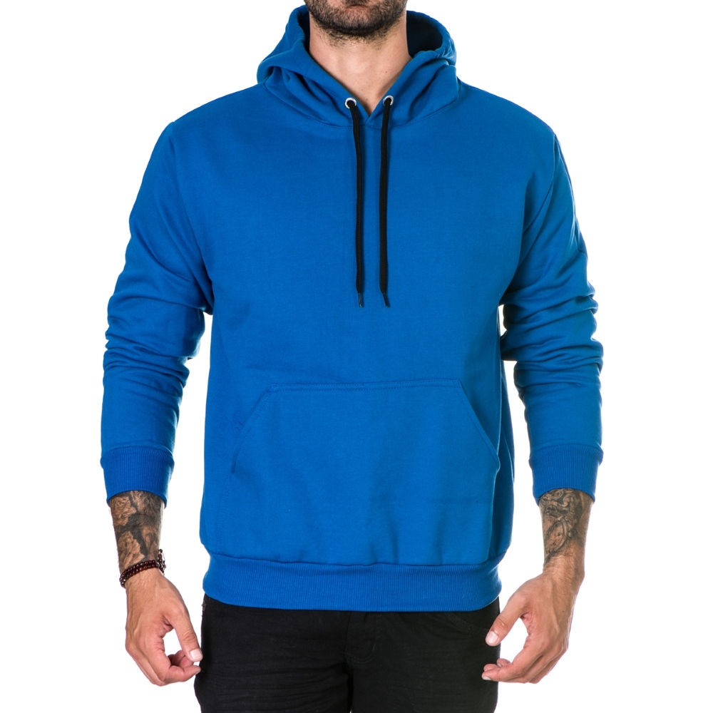 Blusa de Moletom Masculina Lisa Básica Casual Rosa Bebê e Azul Royal do P ao G