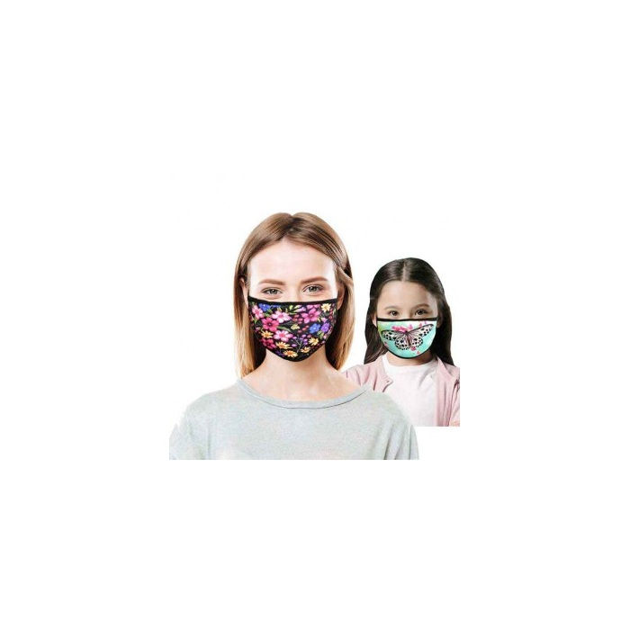 Sublimasyon Siyah Biyeli Yıkanabilir Maske - Çocuk ve Yetişkin