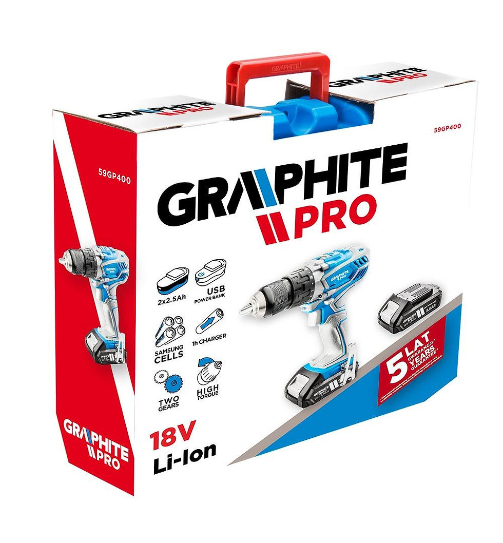 Miniatura: GRAPHITE Wiertarko-wkrętarka 2 X 18V, LI-ION/2.5AH