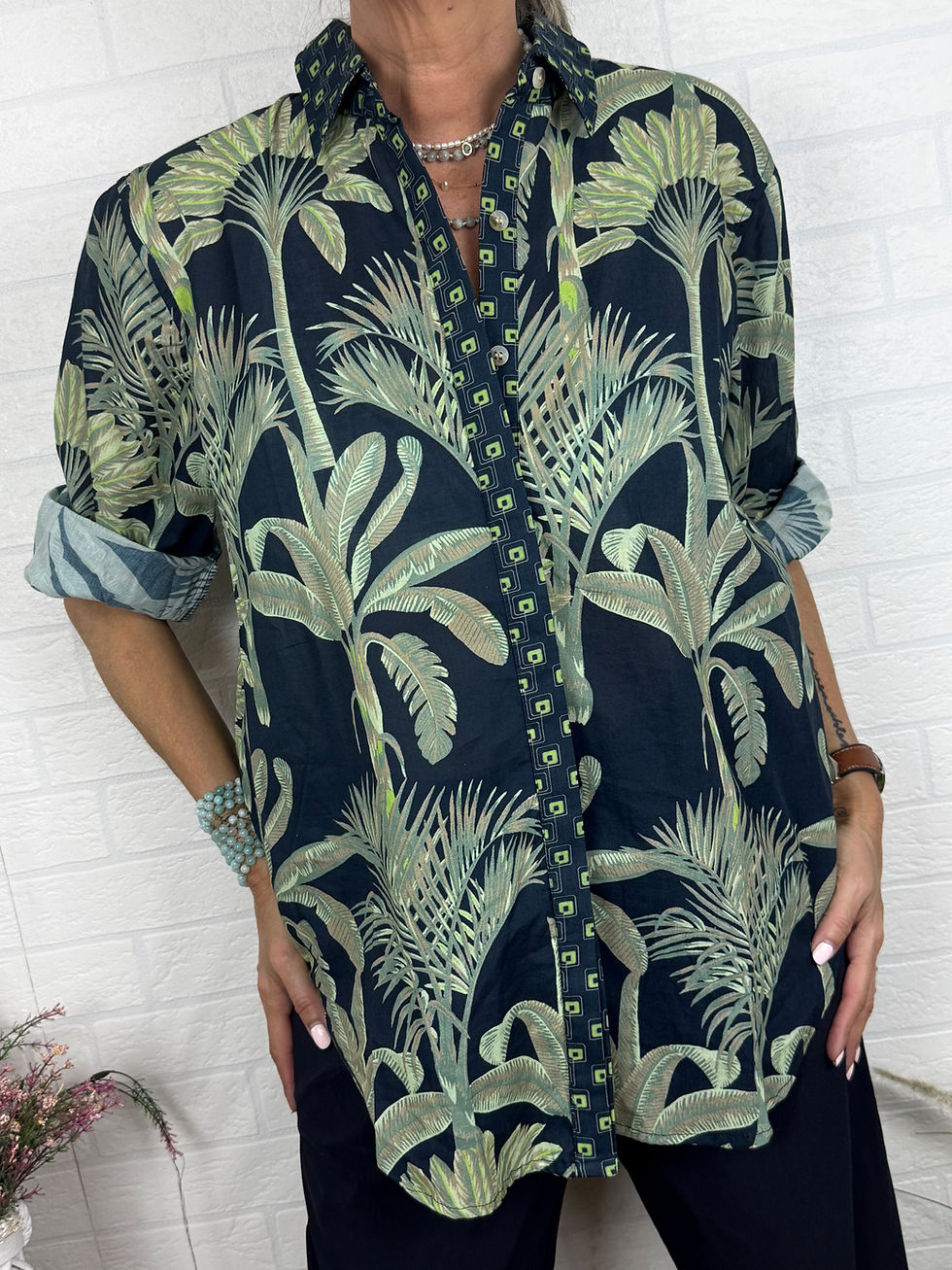 Miniatura: CAMISA FLORES PISTACHO