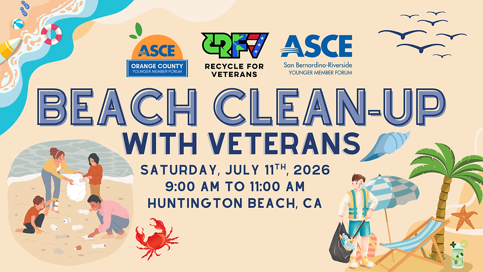 ASCE OC YMF & SBR YMF: Beach Clean-Up with Veterans