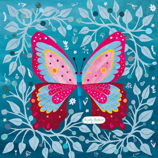 Pastel colored poetic spring illustration with butterfly by the jolly illustrator