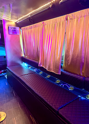 Golden Girl Party Bus custom built interior in Destin