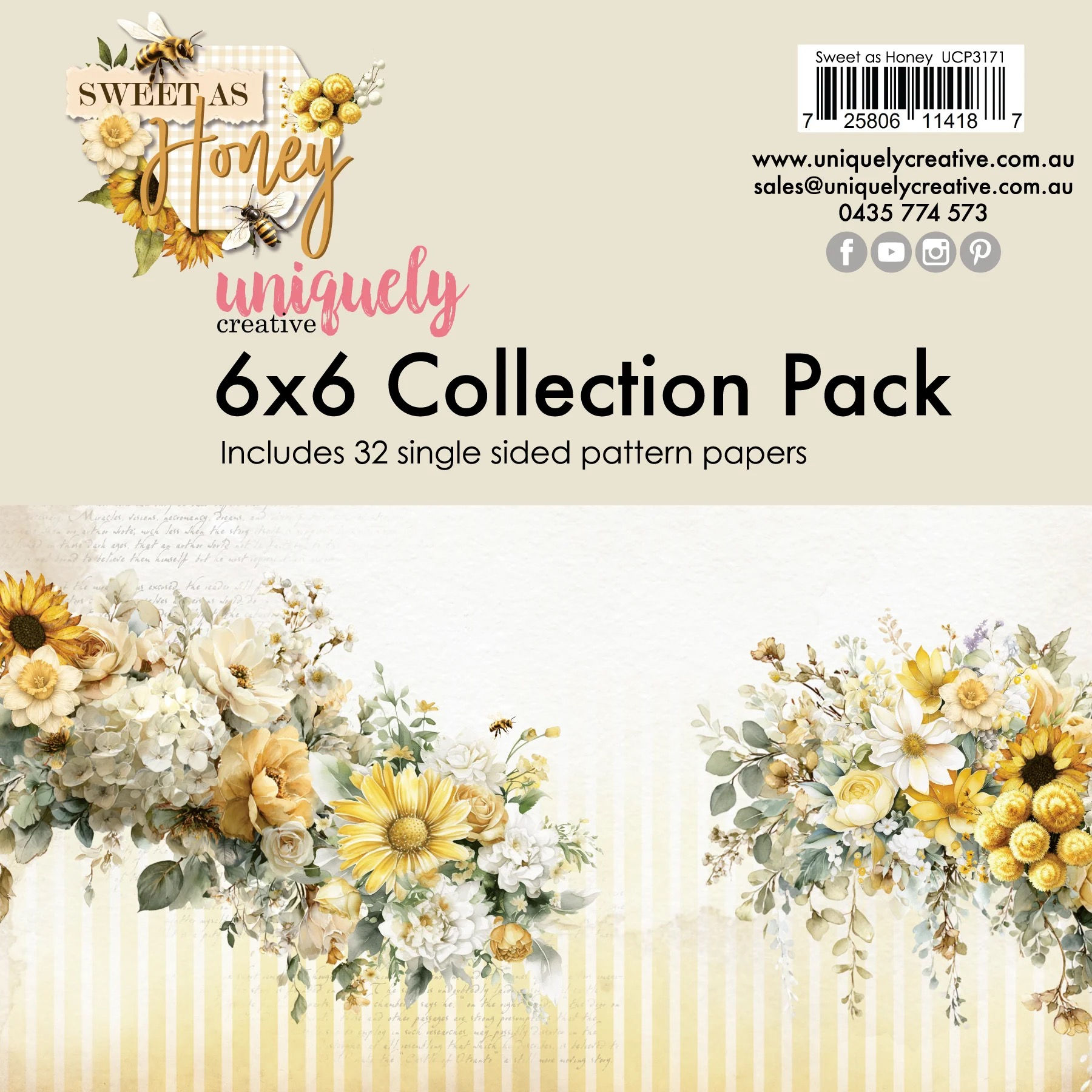 Uniquely Creative - 6 x 6 Paper pack - Sweet as Honey