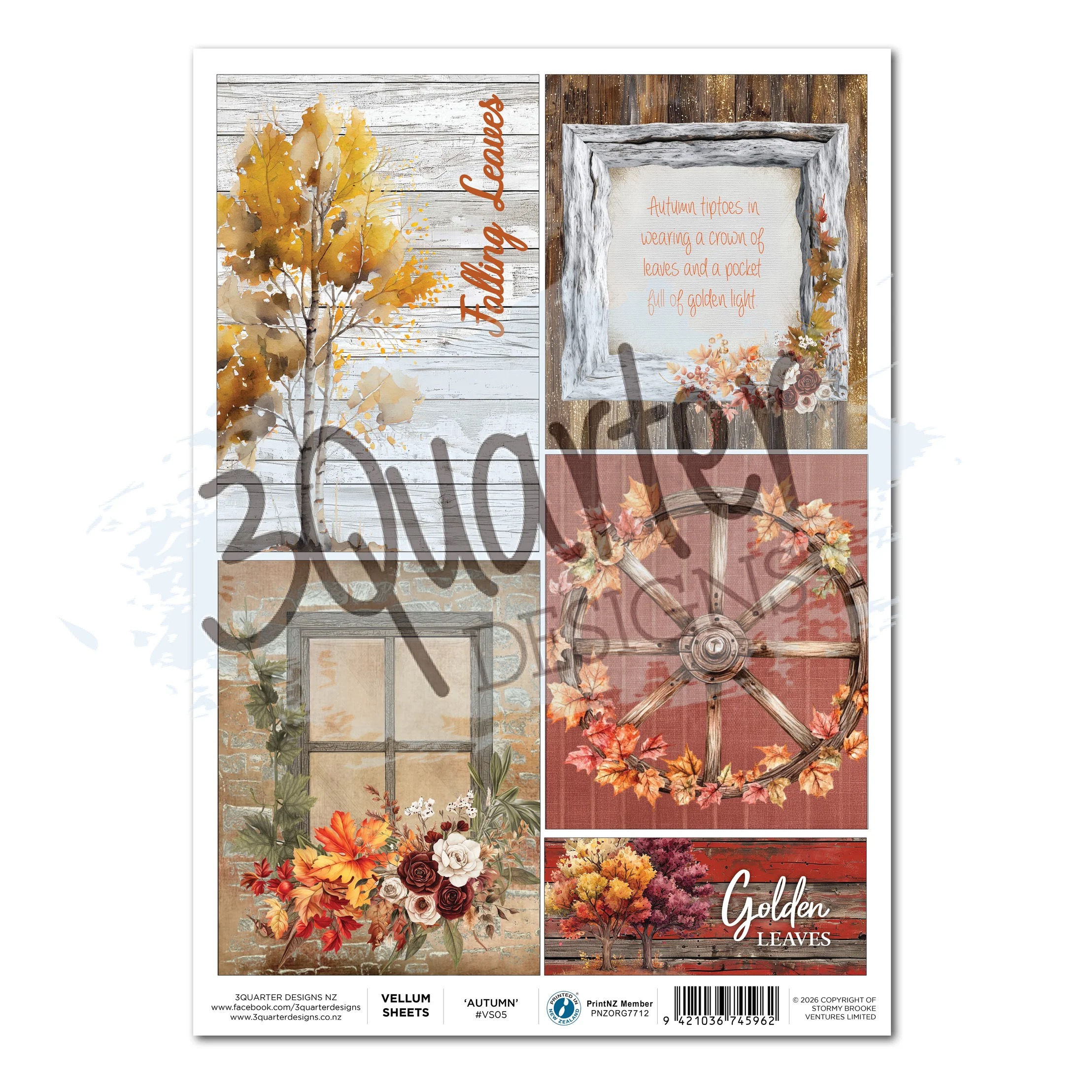 3 Quarter Designs - Autumn Whispers Vellum - A4