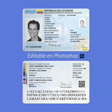 plantilla editable CEDULA DE ECUADOR (nueva) en Photoshop PSD