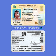 plantilla editable CEDULA DE REPÚBLICA DOMINICANA en Photoshop PSD
