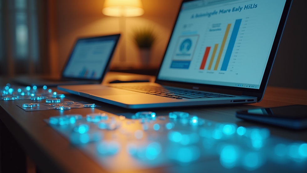 Eye-level view of digital marketing tools on a desk