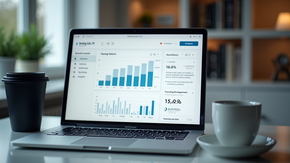 Close-up view of a laptop screen showing SEO analytics dashboard