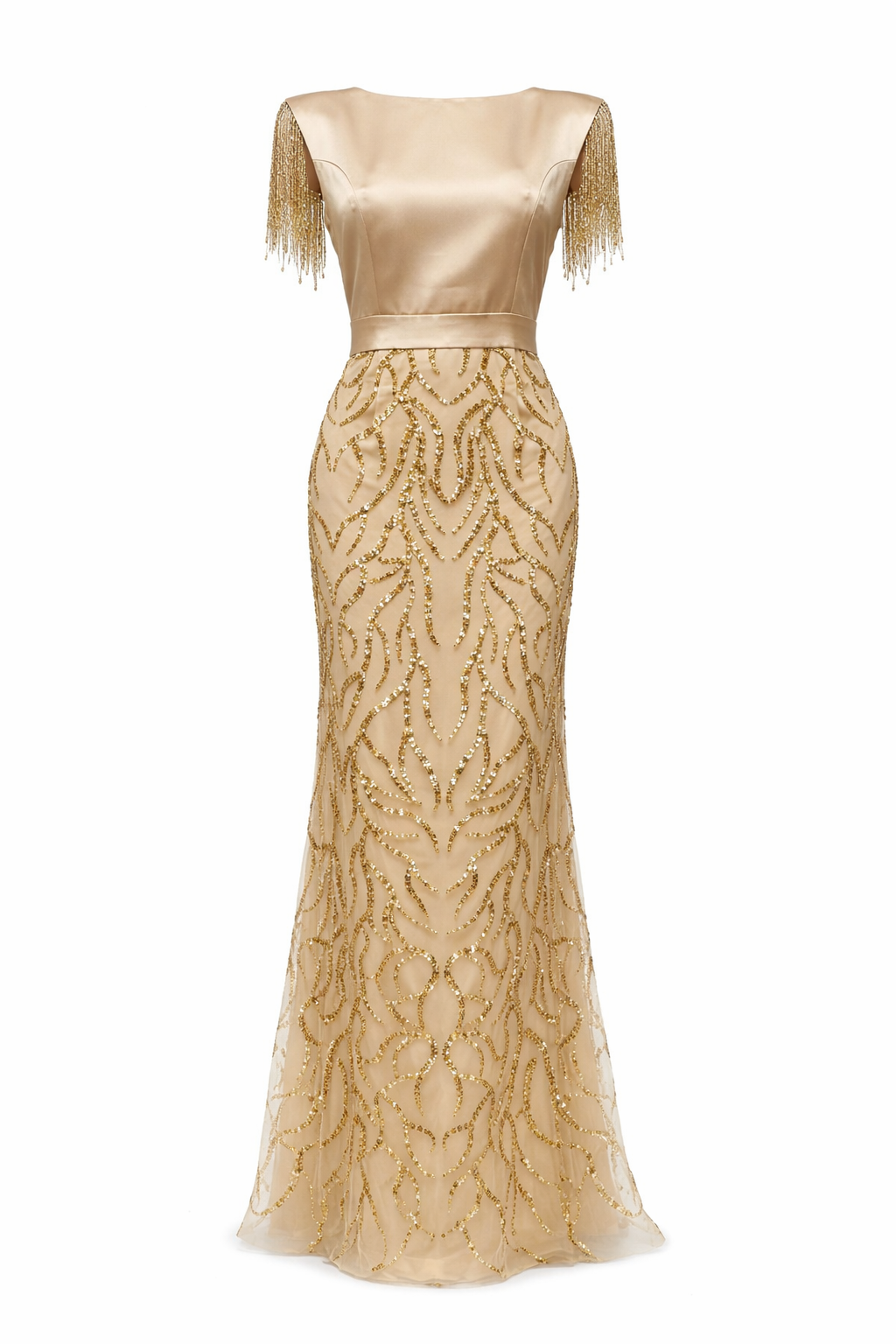 Robe Sirène Brodée Champagne