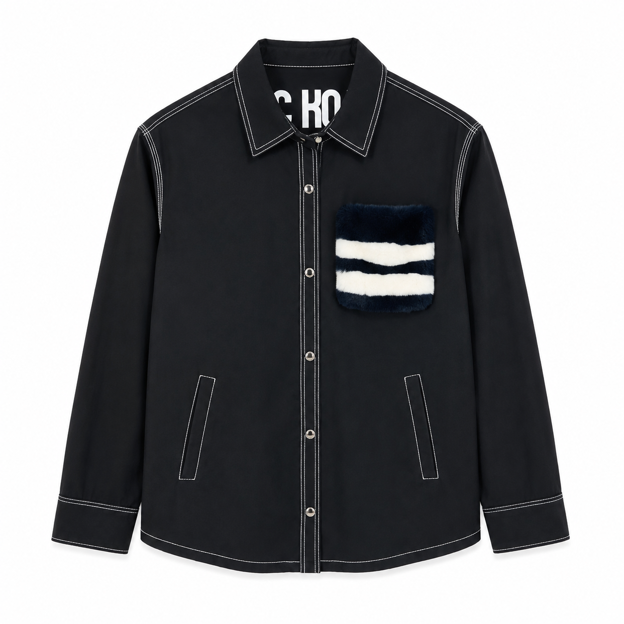 Shirt With Fur-Trimmed Pocket