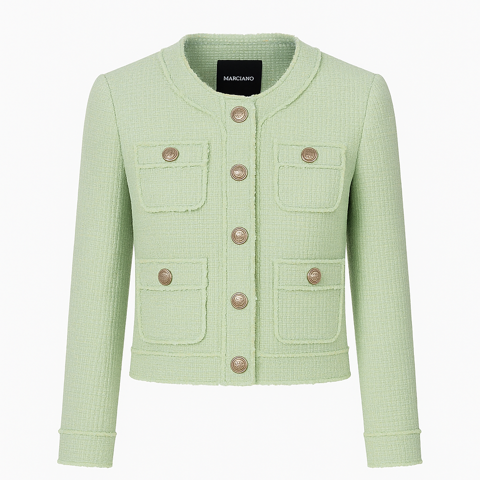 Mint Textured Button-Front Tweed Jacket