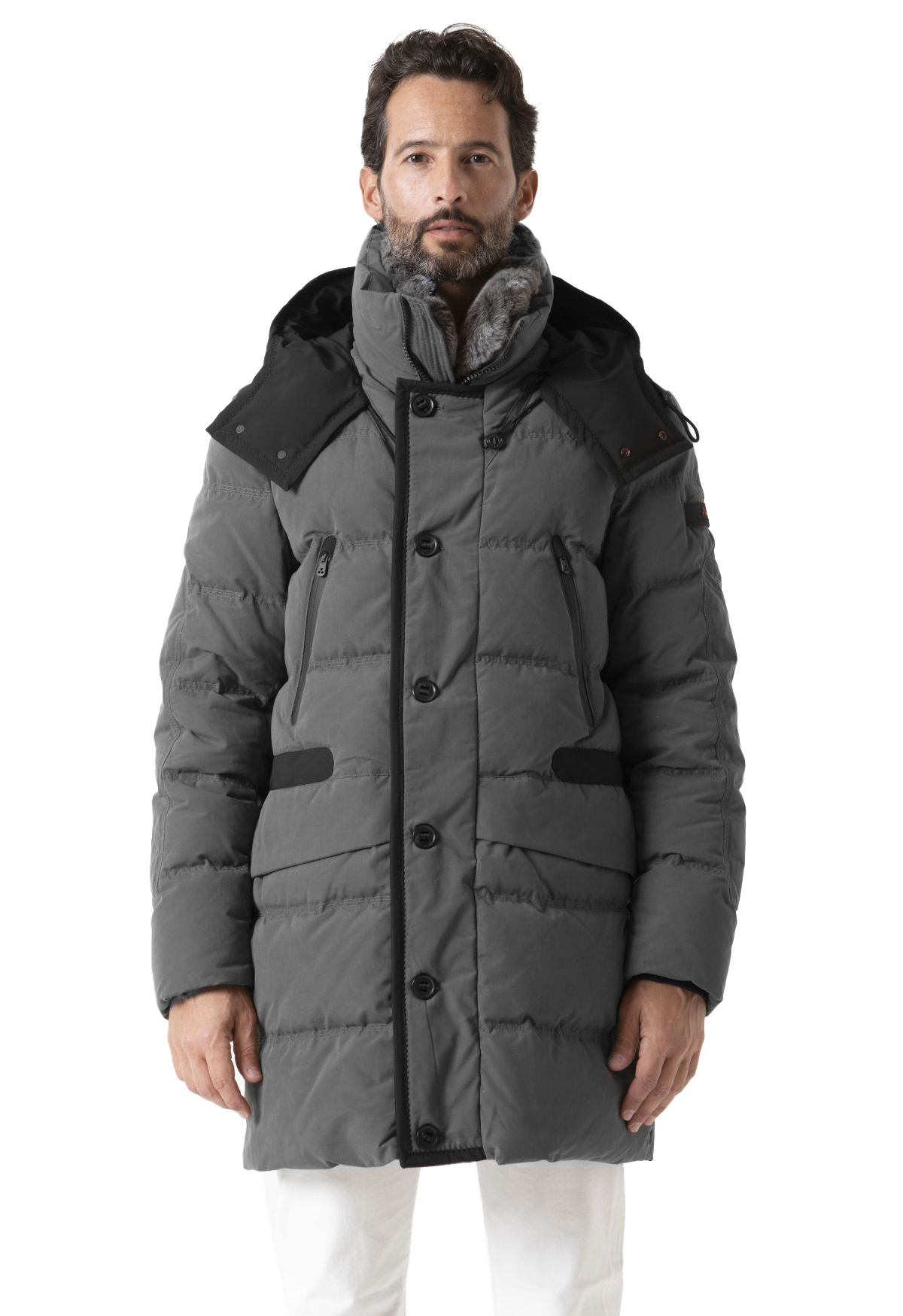 Quilted Parka In Twisted Polyester - Grey