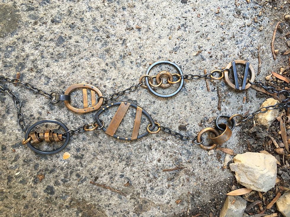 Forged Necklace and chain by Tasmanian Contemporary Jeweller Megan Dickens