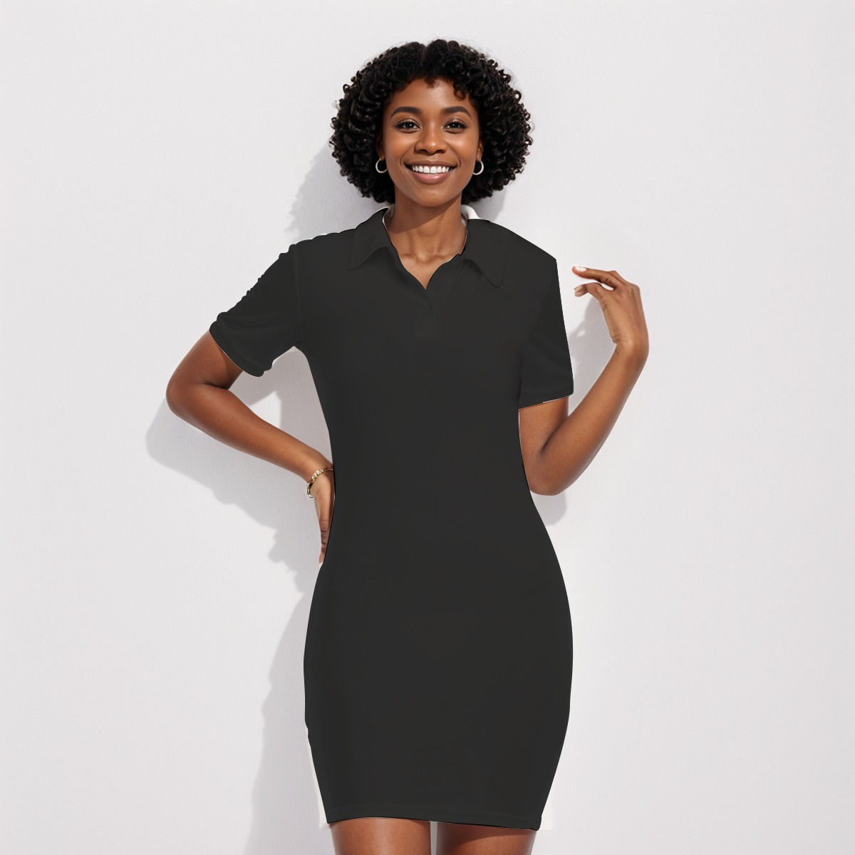 Longmoney All-Over Print Women's Polo Collar Dress