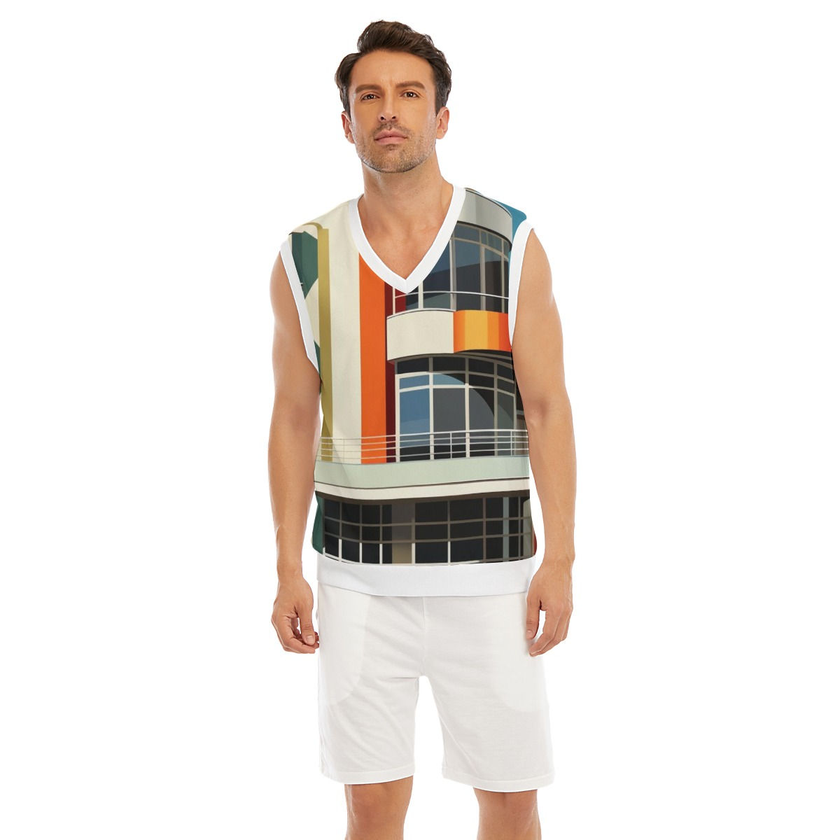freshdrop All-Over Print Men's Imitation Knitted V-neck Vest