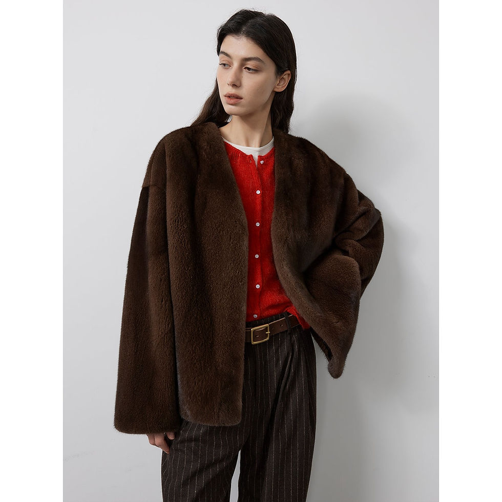 Thumbnail: Louvre Mink V-Neck Jacket
