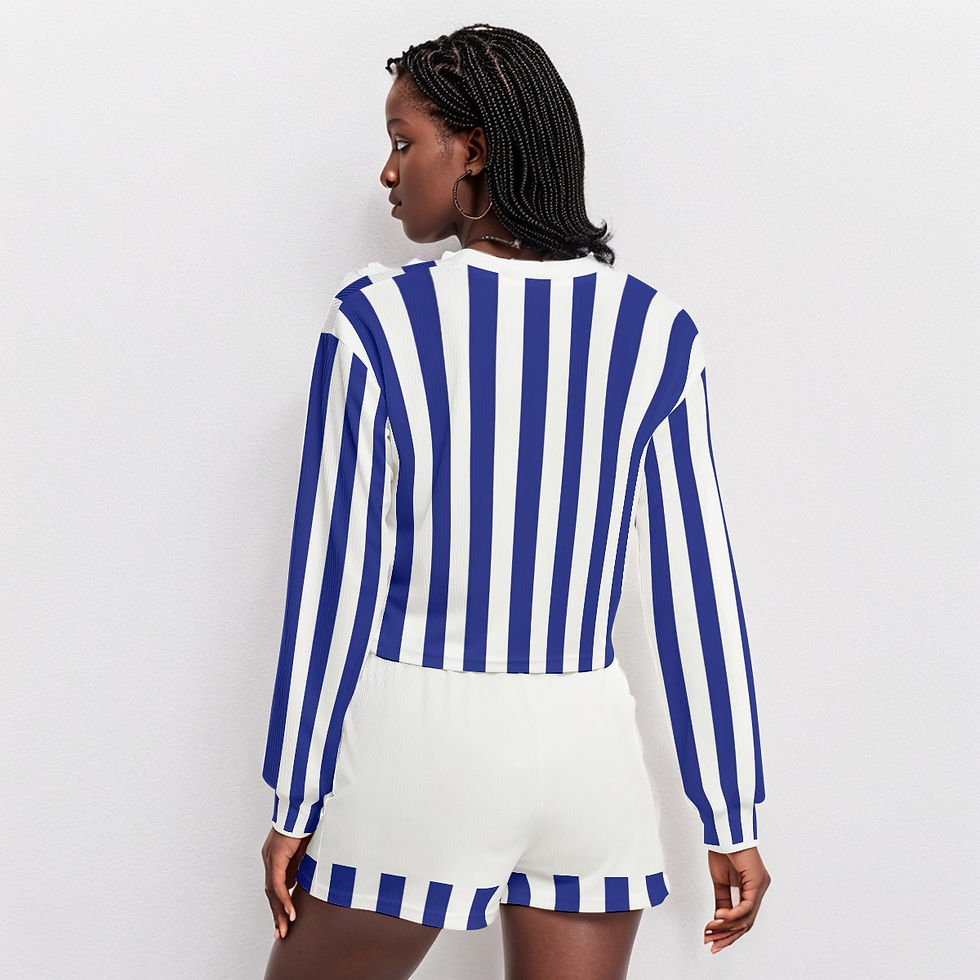 Thumbnail: All-Over Print Women's Short Sweatshirt And Pants Suit