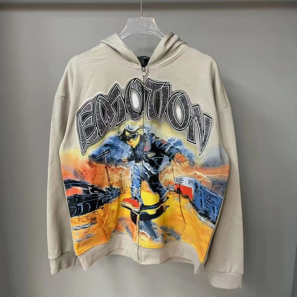 Mixed Emotions Men's Rhinestone Hoodie | Heavy Street Style