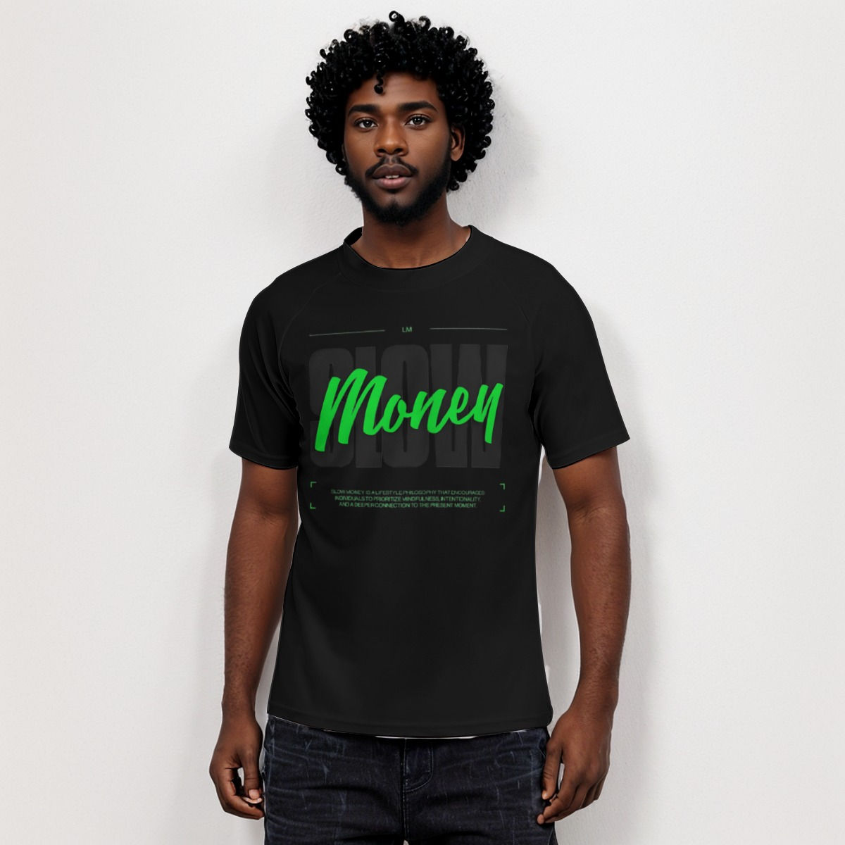 Slow Money All-Over Print Men's Tight Surf Clothing With Half Sleeves