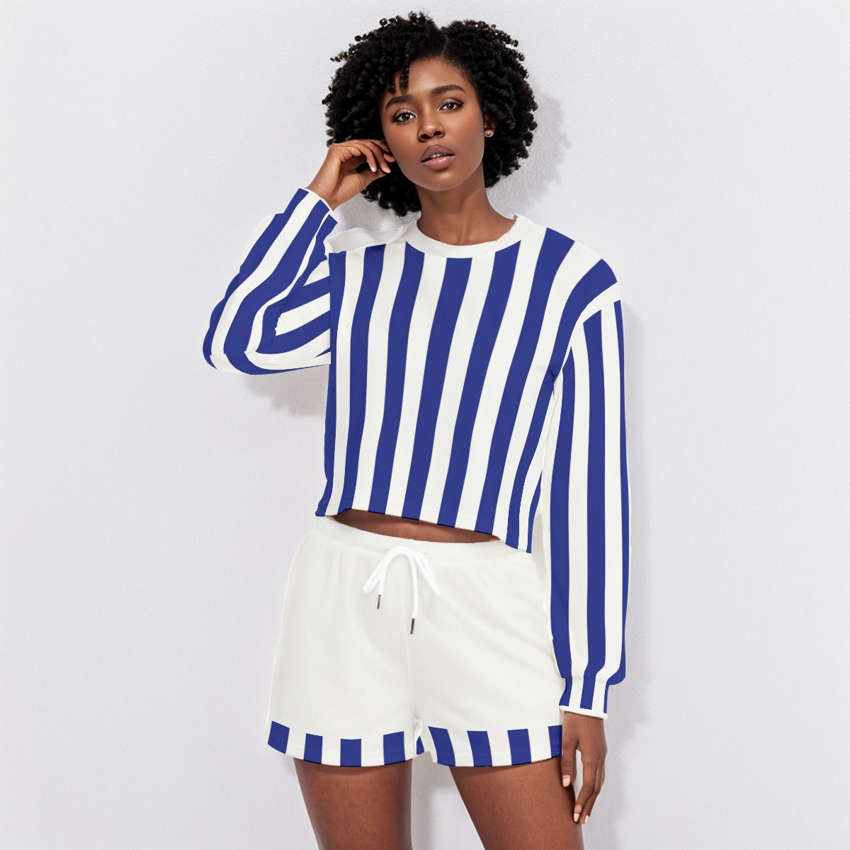 All-Over Print Women's Short Sweatshirt And Pants Suit