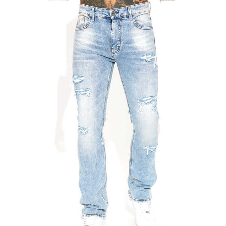 Thumbnail: Men's Eco-Friendly Fleece-Lined Denim Jeans – Breathable, Straight Fit
