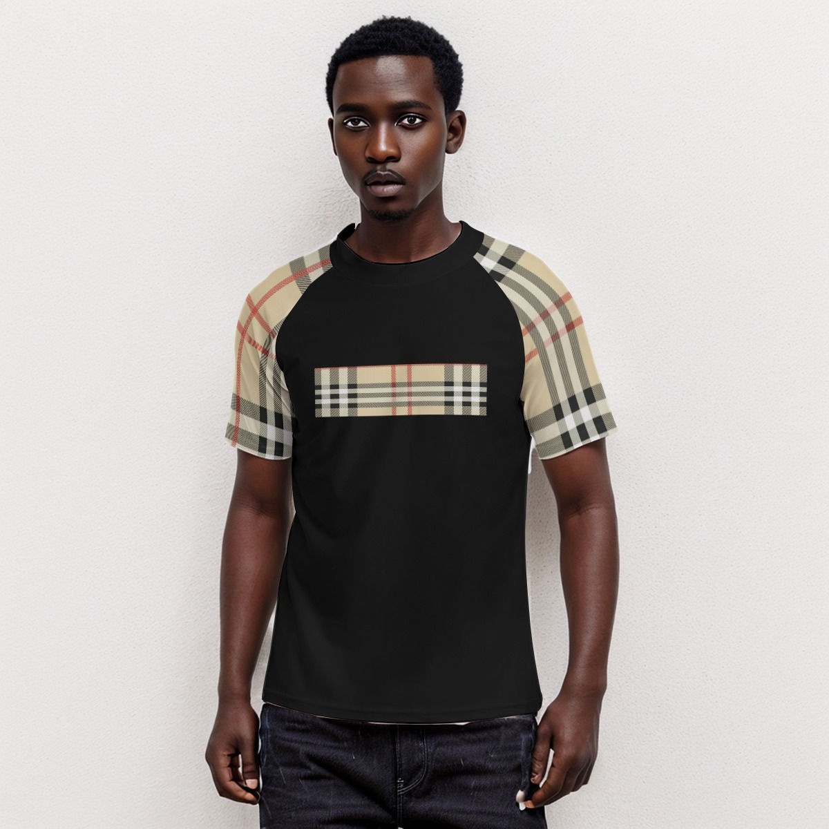 All-Over Print Men's Tight Surf Clothing With Half Sleeves