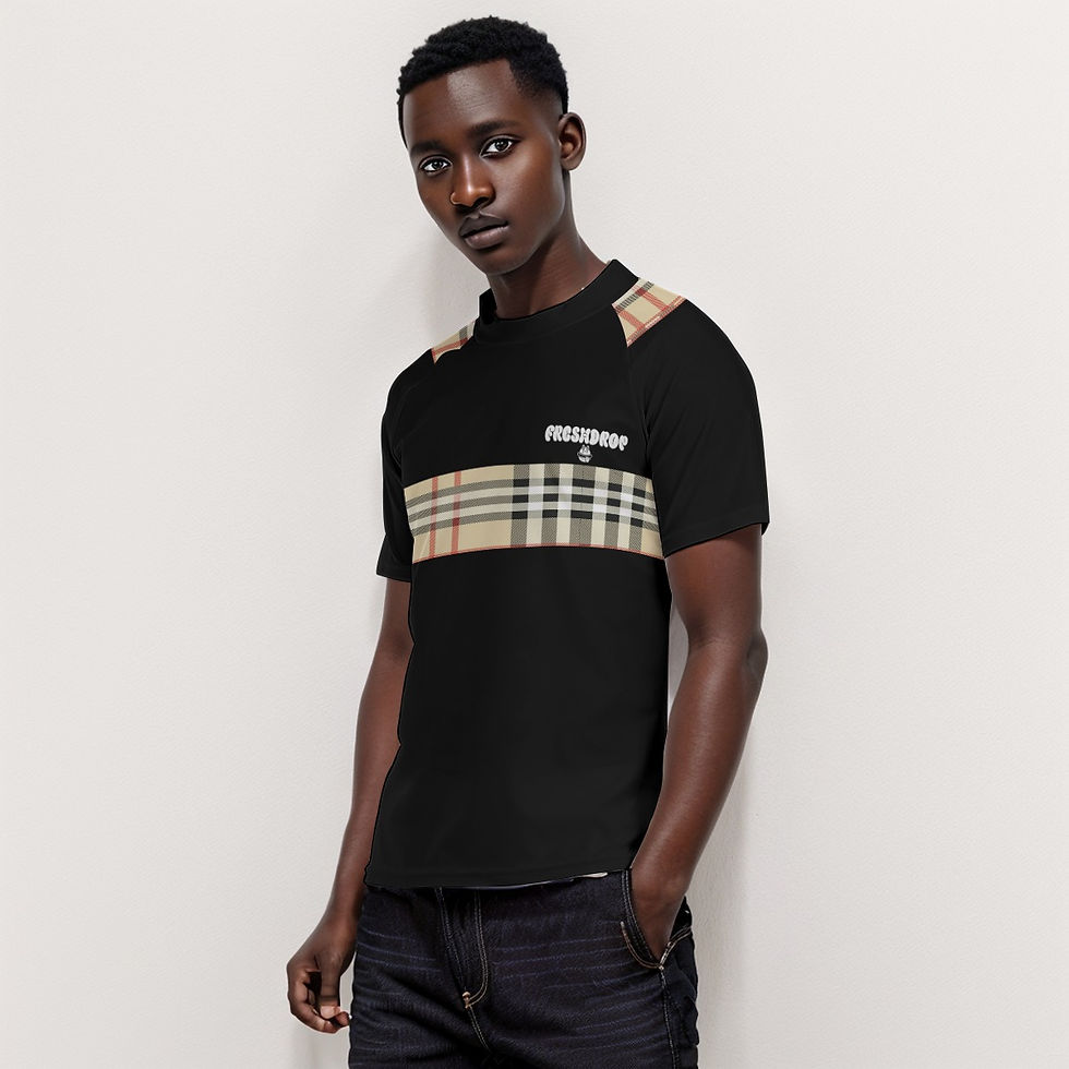 Thumbnail: All-Over Print Men's Tight Surf Clothing With Half Sleeves