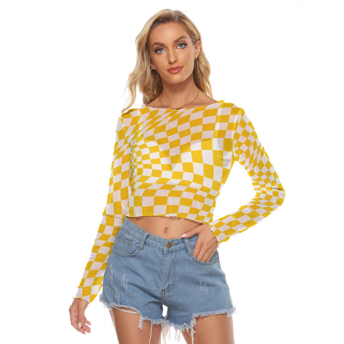 freshdrop All-Over Print Women's Mesh Long Sleeves T-shirt