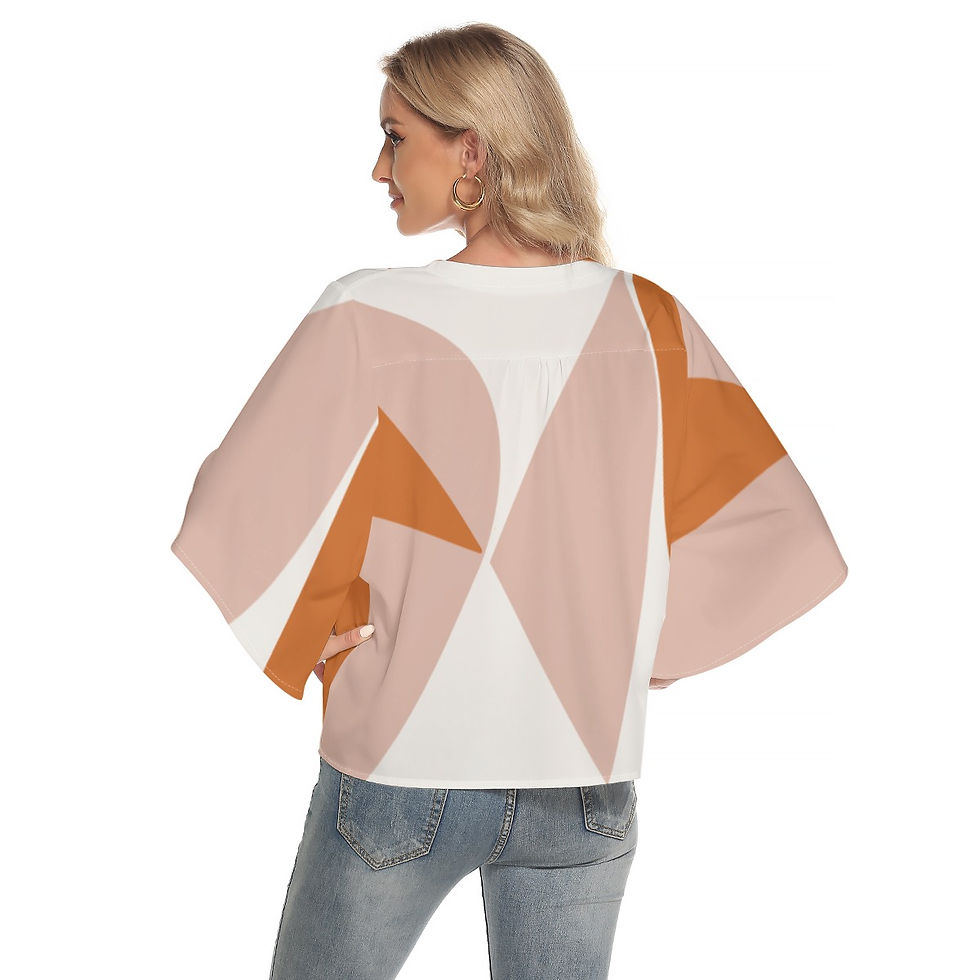 Thumbnail: Freshdrop All-Over Print Women's Bat Sleeve Light V-neck Front Buttoned Top