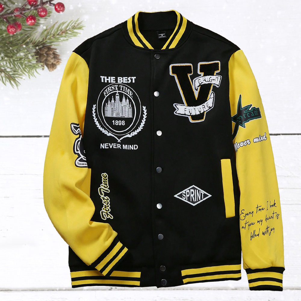 Unisex Streetwear Baseball Jacket: 3D Printed & Embroidered
