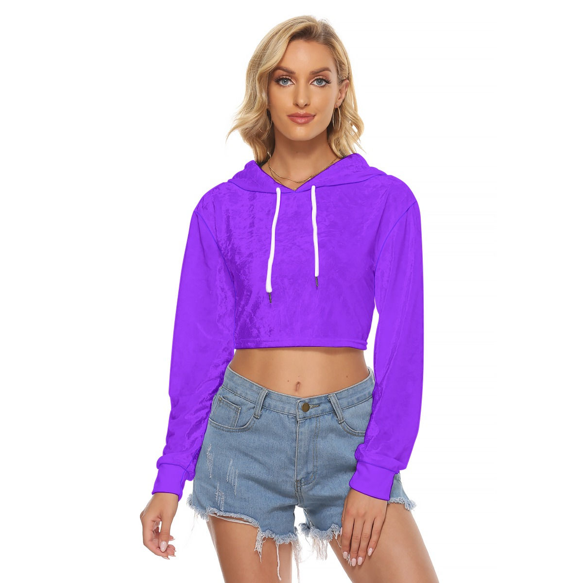 All-Over Print Women's Crop Top Hoodie|Velvet