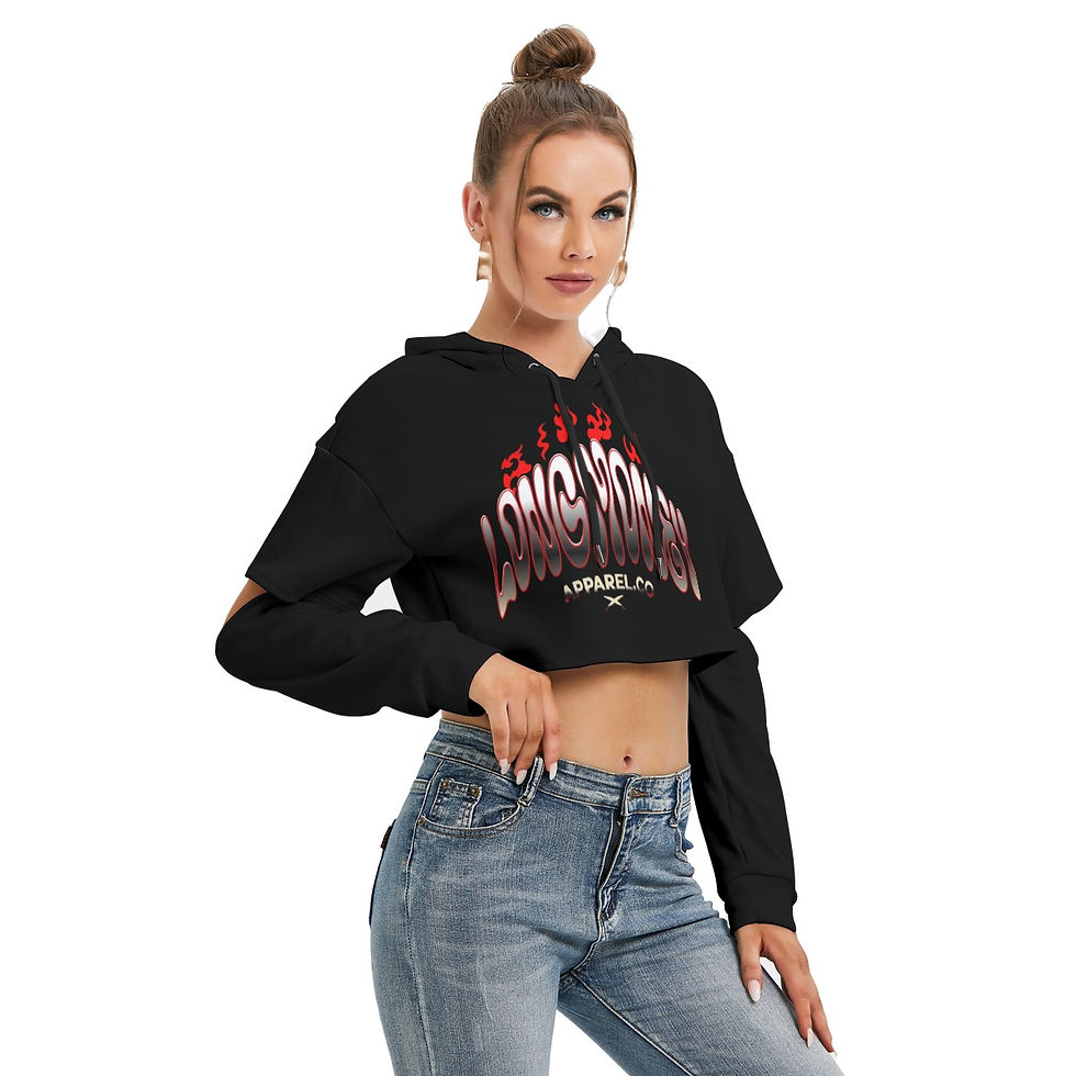 Thumbnail: All-Over Print Women's Heavy Fleece Hoodie With Hollow Out Sleeve