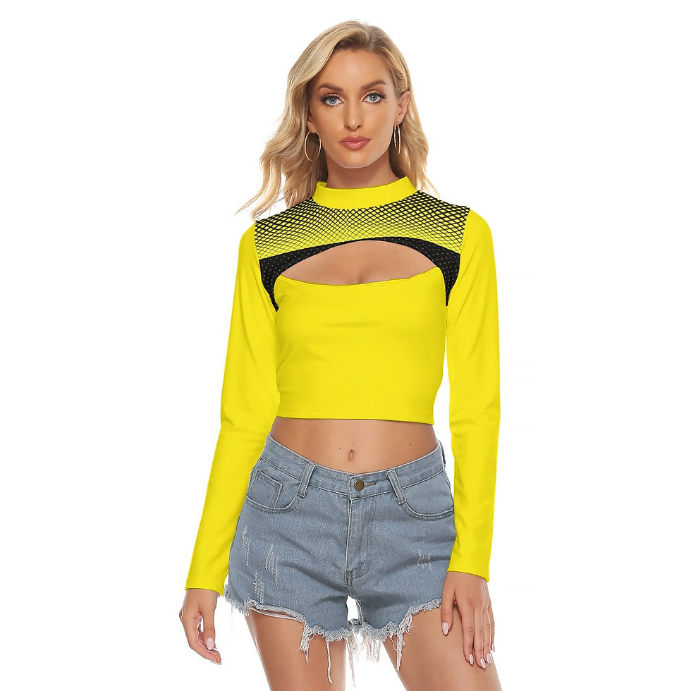 Thumbnail: All-Over Print Women's Hollow Chest Keyhole Tight Crop Top