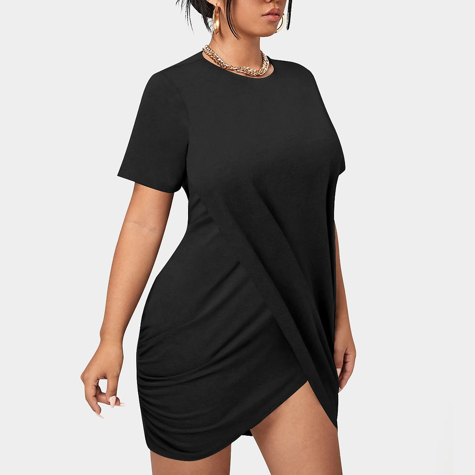 Thumbnail: FreshDrop All-Over Print Women’s Stacked Hem Dress With Short Sleeve（Plus Size）