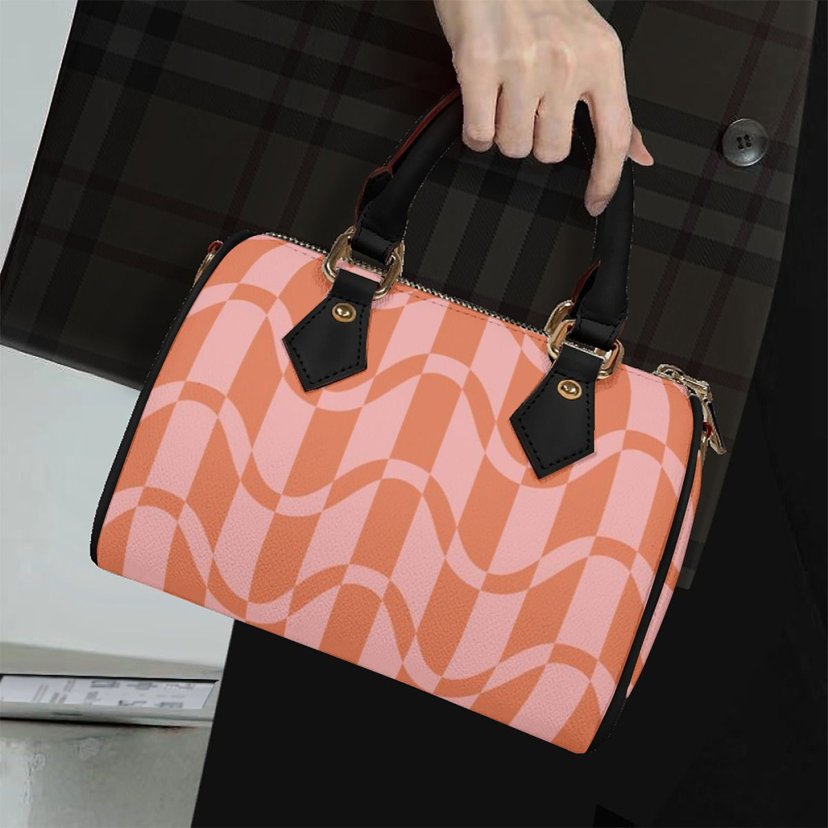 Freshdrop Classic Barrel-Shaped PU Leather Handbag